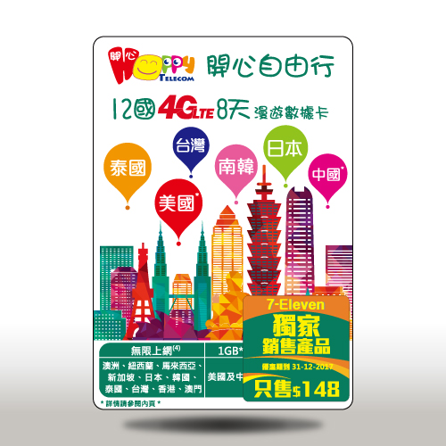 12國 LTE 8天漫遊數據卡